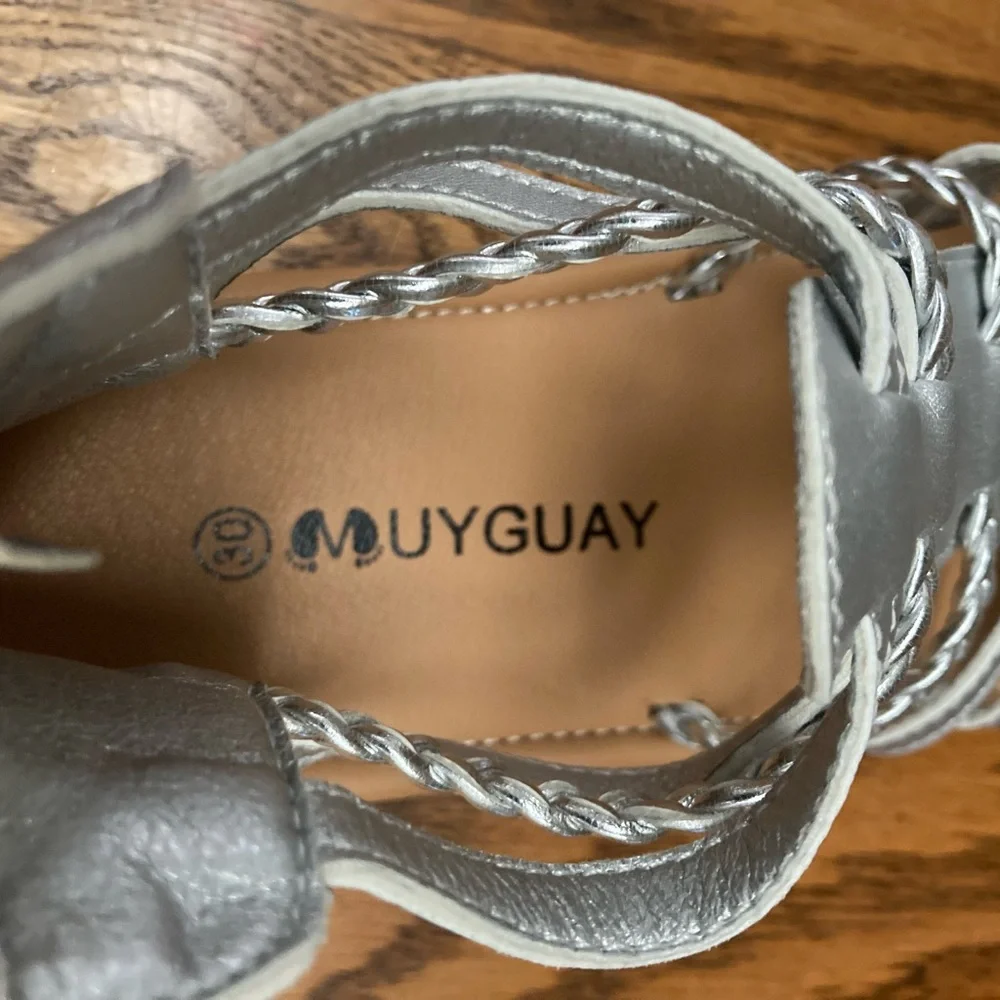🪩⚡️GLADIATOR⚡️🪩SANDALS w/braided straps&zip heel closure SILVER size13 ⭐️NWT⭐️